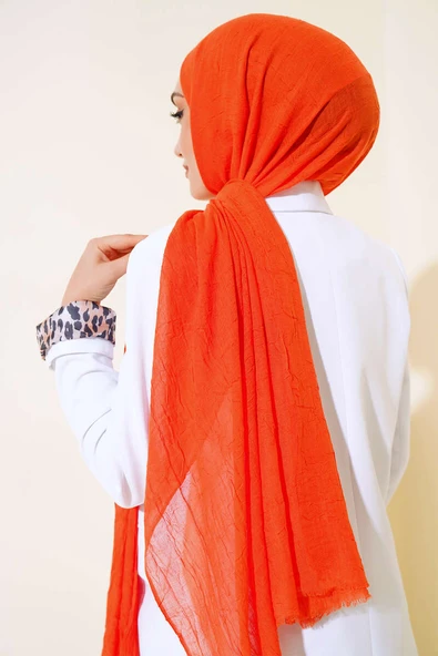 Organik Bambu Kraş Şal Oranj - Resim 3