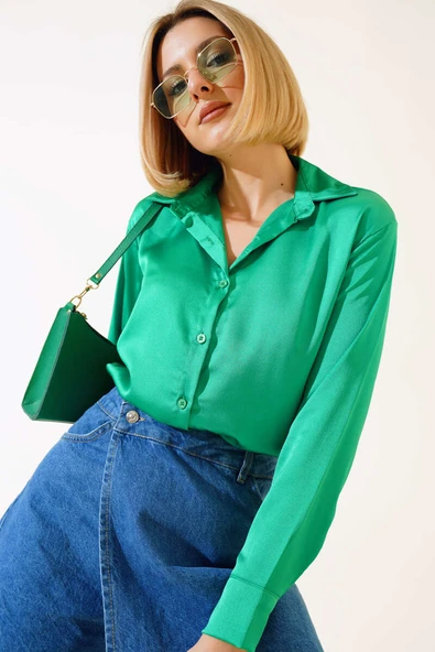 Saten Uzun Kol Gömlek Benetton ürün görseli