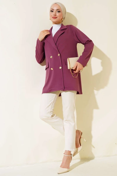 Krep Ceket Magenta - Resim 2
