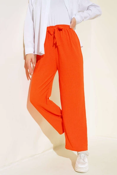 Bürümcük Bol Paça Pantolon Oranj