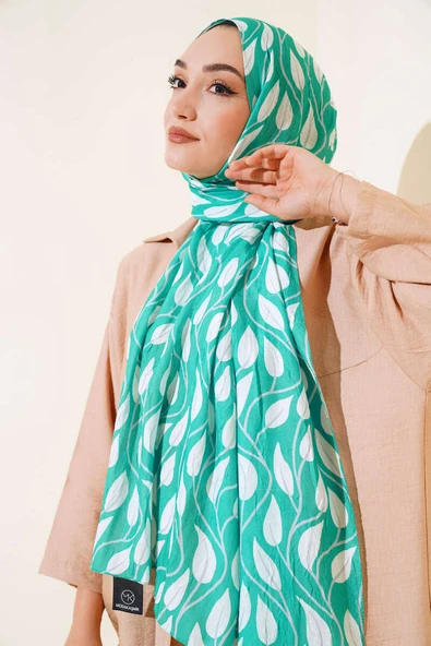 Yaprak Desen Bambu Kraş Şal Benetton - Resim 2