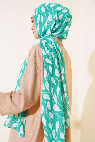 Yaprak Desen Bambu Kraş Şal Benetton - Resim 3