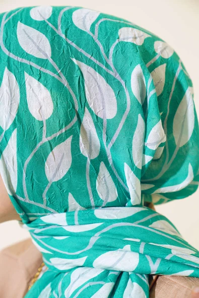 Yaprak Desen Bambu Kraş Şal Benetton - Resim 4