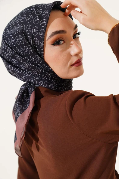 MK Desen Soft Eşarp Siyah Kahve - 2