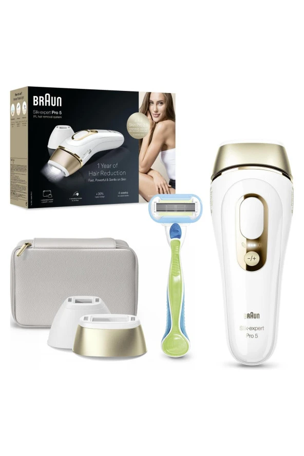 BRAUN IPL Silk·expert Pro 5, Evde Tüy Alma, Çanta, Venus Tıraş Makinesi, 2 Başlık ile, PL5152 - Resim 7