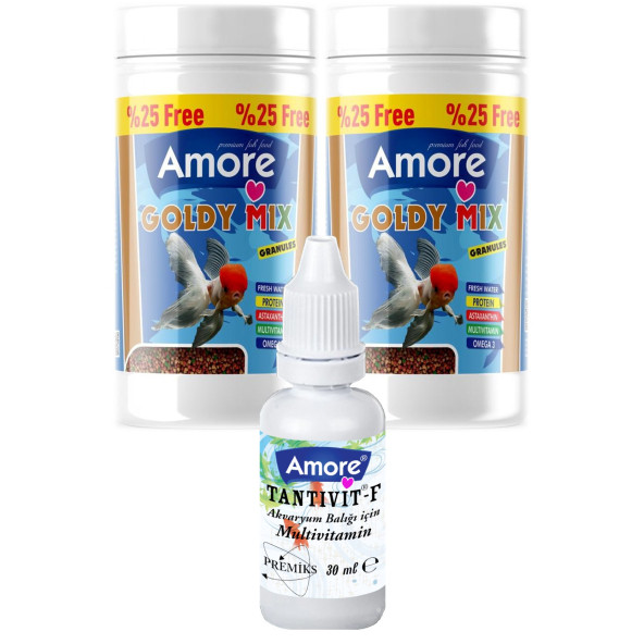 Amore Mix Green Algae Granules 2x125ml Japon Balığı Yemi, 30cc multivitamin