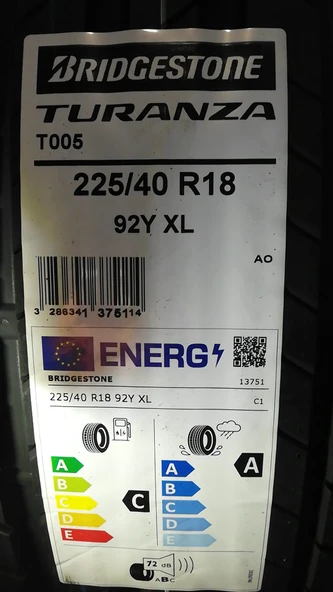 Bridgestone 225/40R18 T005 92Y Xl Tl Aud A3 War C-A-72 Yaz Oto Lastiği (Üretim Tarihi: 2024) - 2