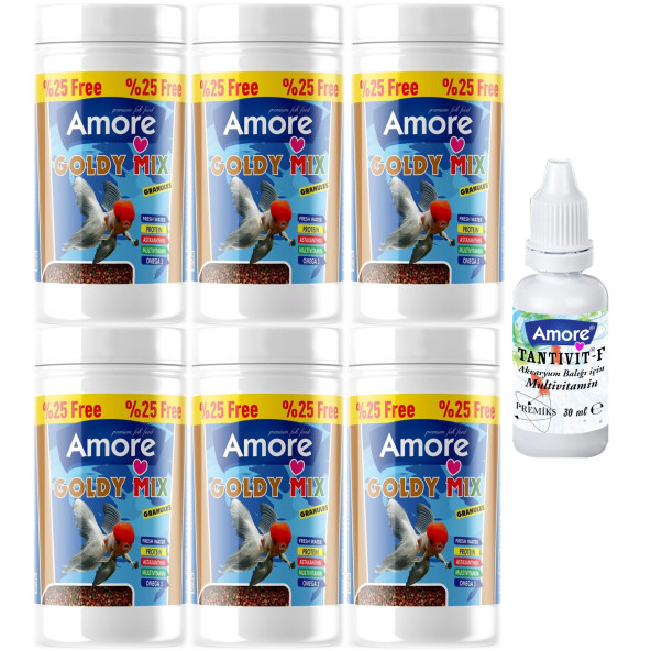 Amore Goldy Mix Granules 6 Adet 125 Ml Japon Balık Yemi, 30cc Multivitamin