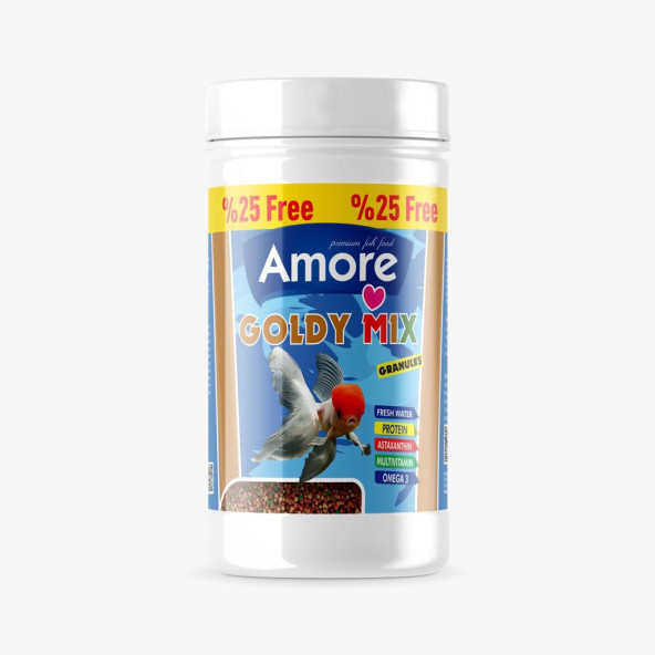 Amore Goldy Mix Granules 6 Adet 125 Ml Japon Balık Yemi, 30cc Multivitamin - 3
