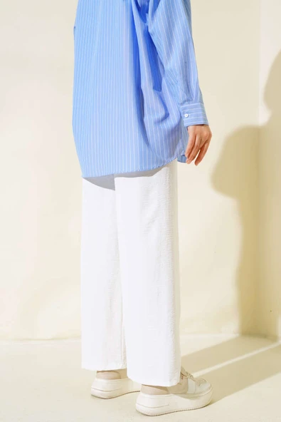 Ayrobin Bel Lastikli Pantolon Ekru - Resim 3