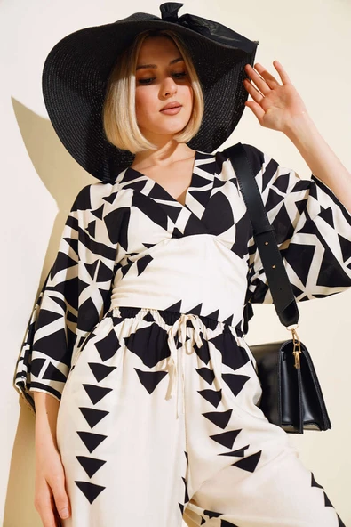 Beli Gipeli Crop İkili Takım Siyah - Resim 2