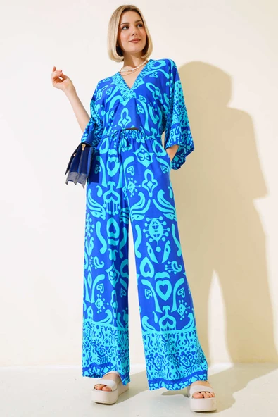 Bel Lastikli Salaş İkili Takım Saks ürün görseli 1