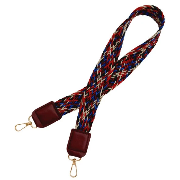 Angel Çanta Aksesuar Ledi Supra Örgü Model Bordo Renk Derili Çanta Sapı Light Gold Metalli - 3