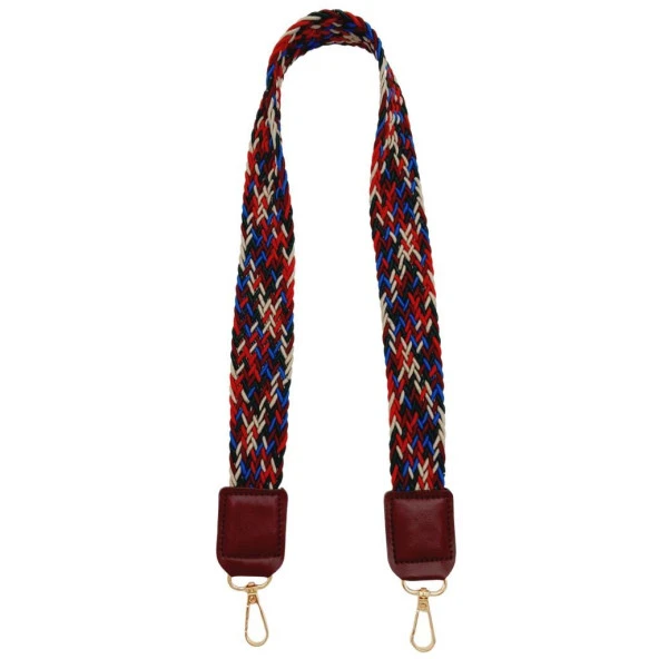 Angel Çanta Aksesuar Ledi Supra Örgü Model Bordo Renk Derili Çanta Sapı Light Gold Metalli - 4