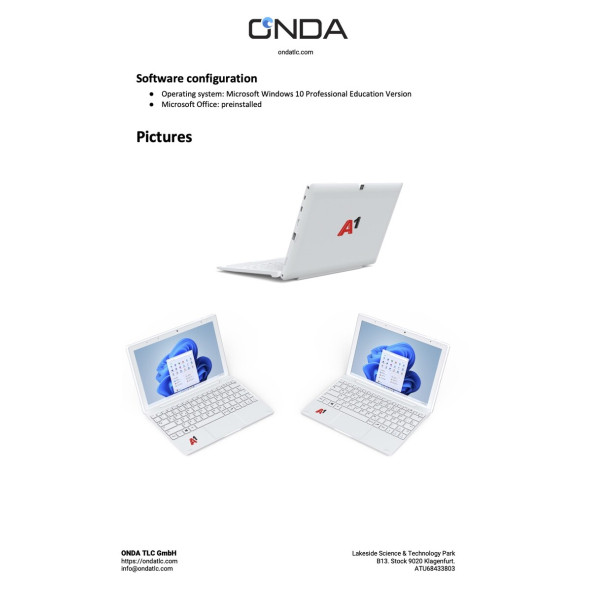 Onda OliverBook Intel PENTİUM N5030 (4 ÇEKİDEK) 8gb Ram 128GB SSD 10.1'' Fullhd IPS Dokunmatik Tablet Pc WİN11 Pro - 8