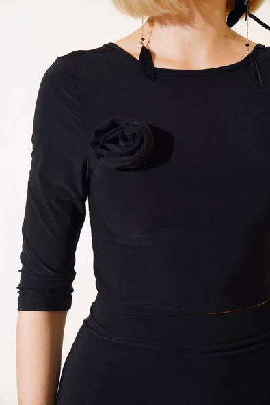 Yırtmaçlı Etekli İkili Takım Siyah - Resim 4