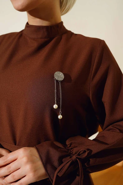 Piliseli Pantolonlu İkili Takım Kahve - Resim 4