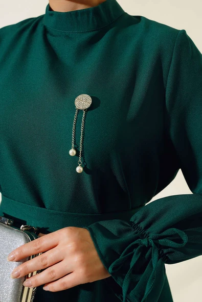 Piliseli Pantolonlu İkili Takım Zümrüt - Resim 4