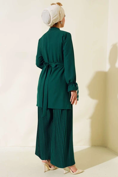 Piliseli Pantolonlu İkili Takım Zümrüt - Resim 3
