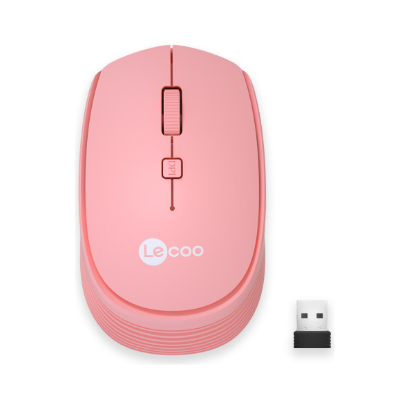 Lenovo Lecoo WS202 Kablosuz 1200DPI 4 Tuşlu Optik Mouse Pembe