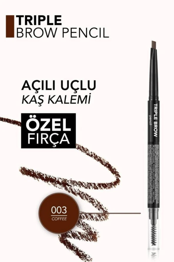 Flormar Triple Brow 3'ü 1 Arada Kremsi Dokulu Kaş Makyaj Kalemi - 003 Coffe - 3