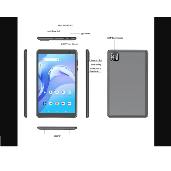 8 inç Tablet Android 13, 8GB(4 + 4) RAM/64GB ROM IPS ekran 5000MAH pil, çift kamera, WiFi - 4