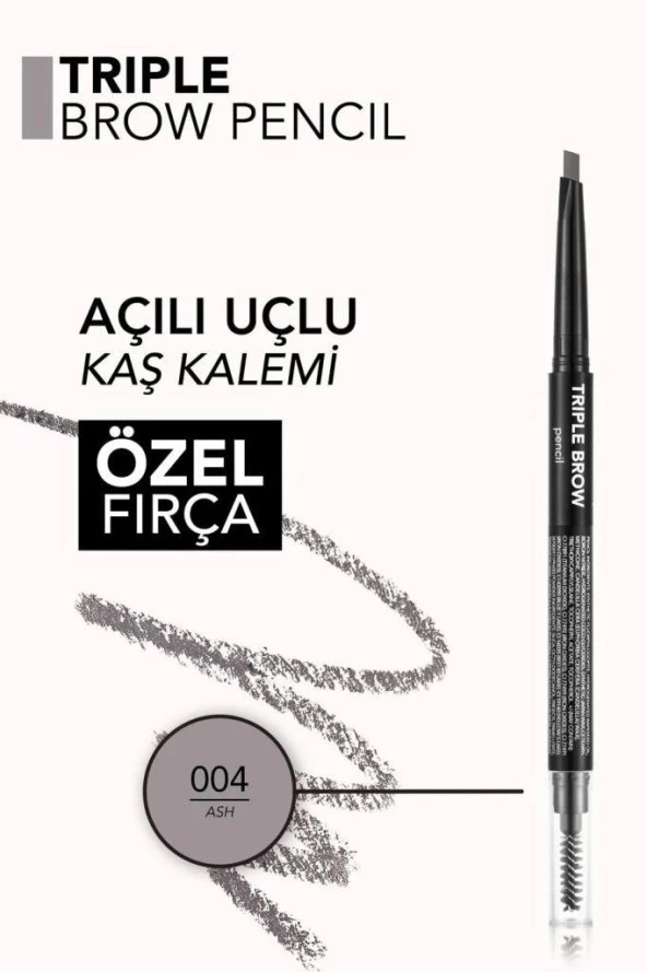 Flormar Triple Brow 3'ü 1 Arada Kremsi Dokulu Kaş Makyaj Kalemi - 004 Ash - 5