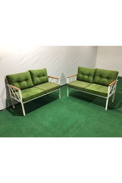 adımshops 2+2Balkon-bahçe-kafe-çay Seti-koltuk Takımı-oturma Grubu-ofis Koltuğu 2+2 beyaz profil demir