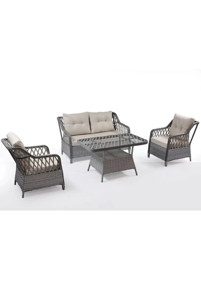 adımshops MENEKŞE  2+1+1+masa Rattan Bahçe Balkon Mobilyası