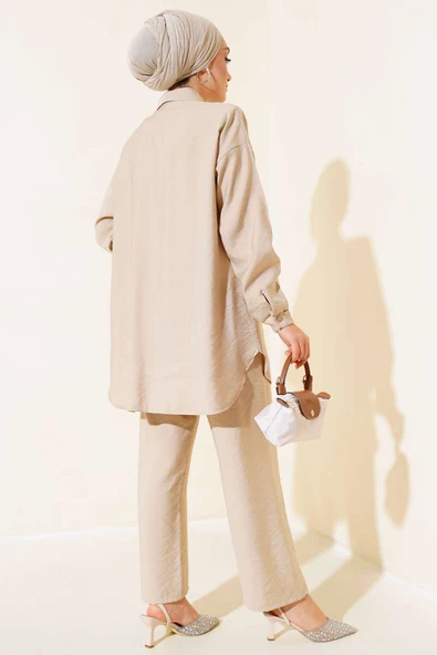 Cepleri Taşlı Tensel İkili Takım Bej - Resim 3