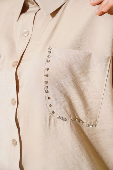 Cepleri Taşlı Tensel İkili Takım Bej - Resim 4