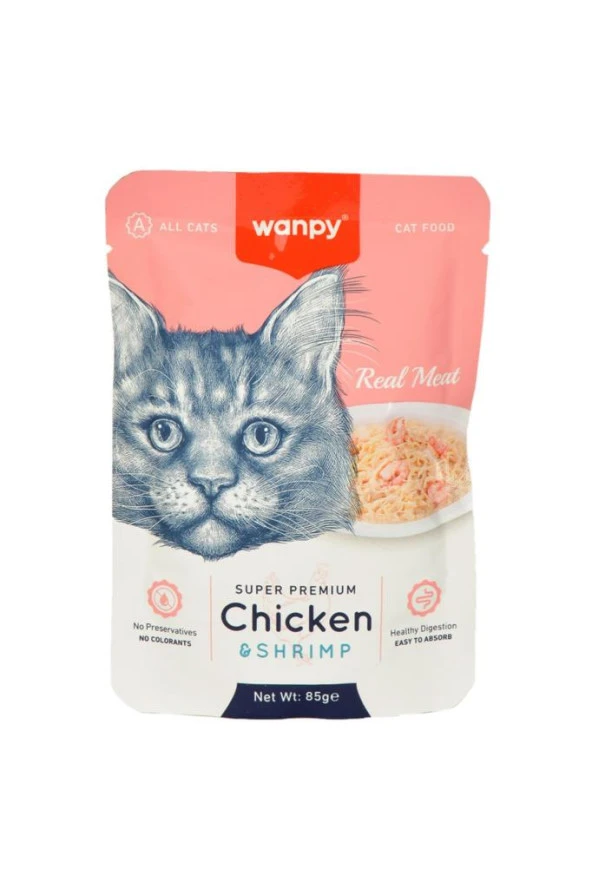 Wanpy Pouch Tavuklu Karidesli Kedi Konserve 85 gr