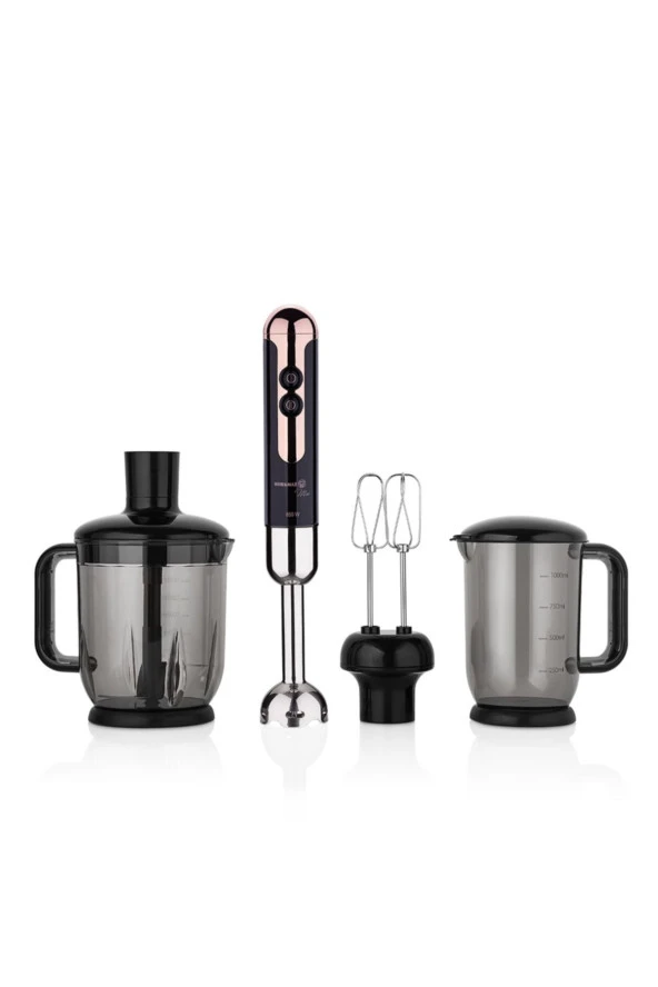 KORKMAZ A447-15 MİA MEGA SİYAH ROSEGOLD DELUXE BLENDER SET