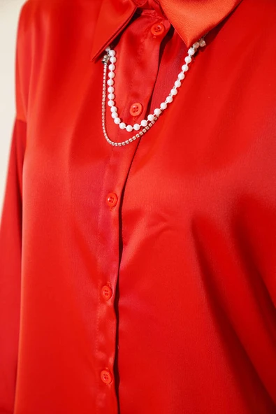 Saten Salaş Gömlek Kiremit - 4