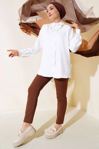 Saten Salaş Gömlek Ekru - 2