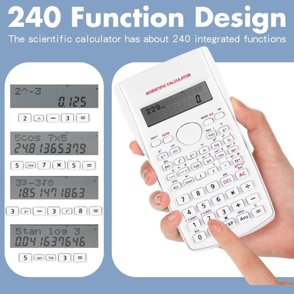 Valkyrie Dexin 240 Fonksiyonlu Çift Satır Bilimsel Hesap Makinesi Beyaz - 5