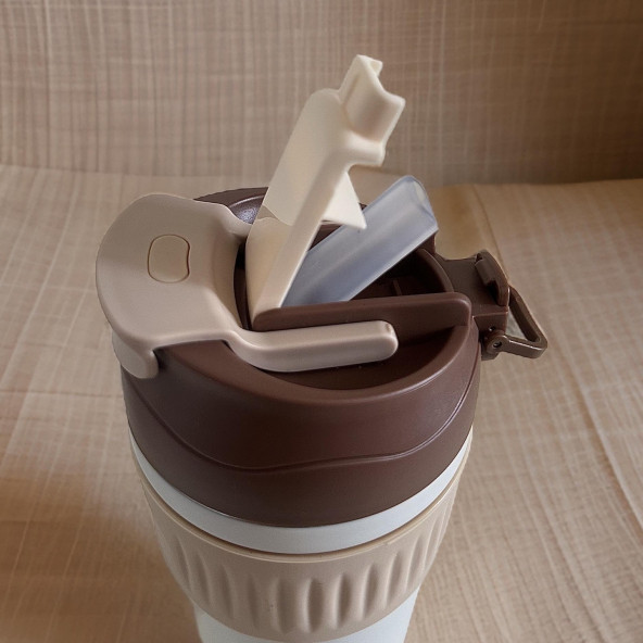 Çift Kapaklı Pipetli Yeni Seri Staınless Steel 450 ml Sıcak/soğuk Mag Bardak Termos - 3