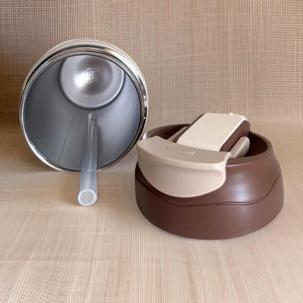 Çift Kapaklı Pipetli Yeni Seri Staınless Steel 450 ml Sıcak/soğuk Mag Bardak Termos - 4