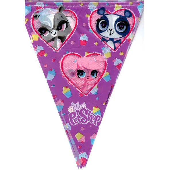 Little Pet Shop Temalı Üçgen Flama Bayrak Süs