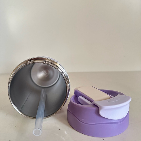 Çift Kapaklı Pipetli Yeni Seri Staınless Steel 450 ml Sıcak/soğuk Mag Bardak Termos - 4