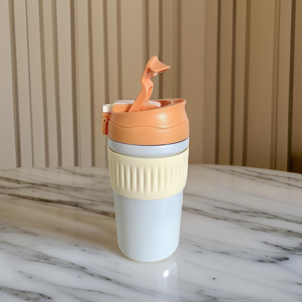 Çift Kapaklı Pipetli Yeni Seri Staınless Steel 450 ml Sıcak/soğuk Mag Bardak Termos - 2