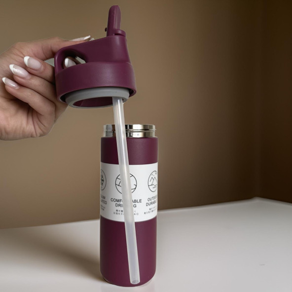 Çift Yalıtımlı Pipetli 550ML Stainless Steel Vakumlu Termos - 5