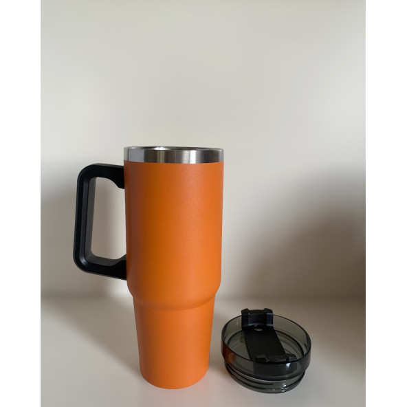 Stainless Steel Pipetli Yandan Tutmalı  0.89 Lt Seyahat Termosu - 2