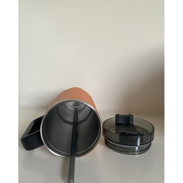 Stainless Steel Pipetli Yandan Tutmalı  0.89 Lt Seyahat Termosu - 3