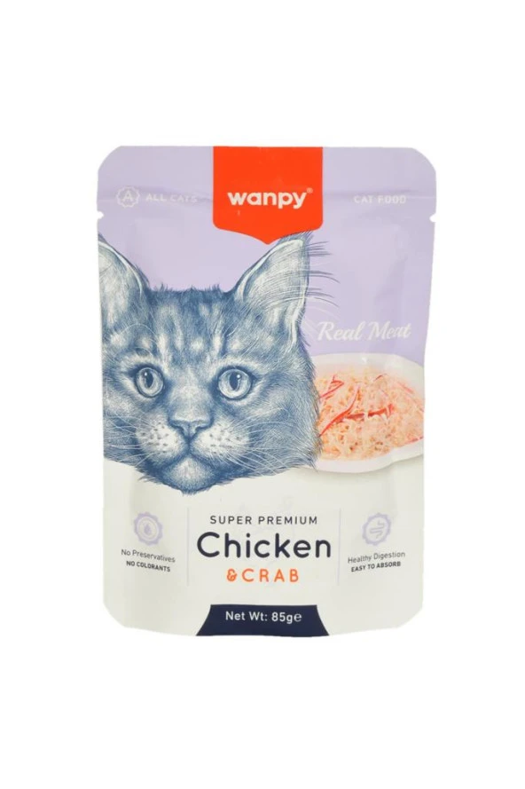 Wanpy Pouch Tavuklu Yengeçli Kedi Konserve 85 gr ürün görseli