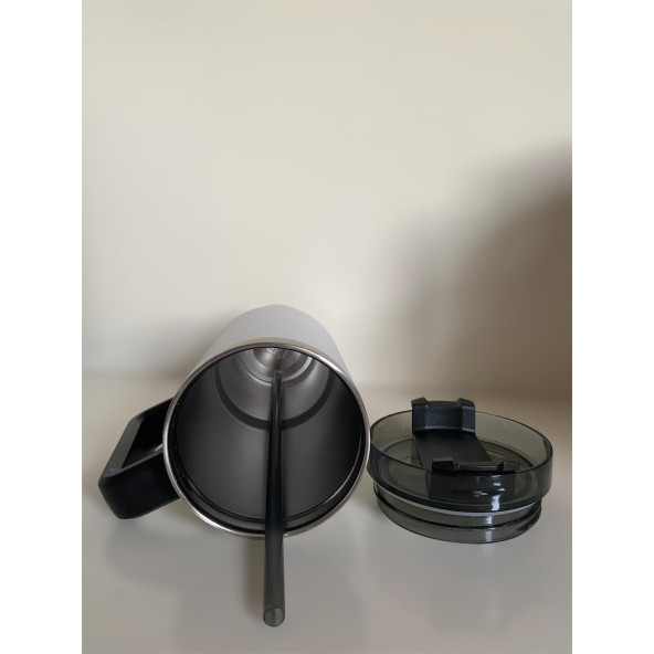 Stainless Steel Pipetli Yandan Tutmalı  0.89 Lt Seyahat Termosu - 3