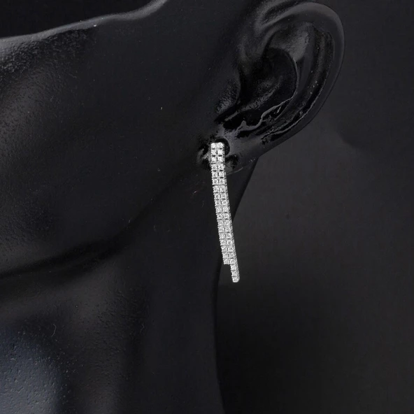 İki Sıra Beyaz Altın Su Yolu Kolye Seti - Resim 6