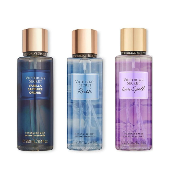 VICTORIA'S SECRET Vanilla Sapphire Orchid-Rush-Love Spell Vücut Spreyi Üçlü Set