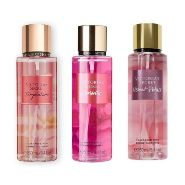 VICTORIA'S SECRET Temptation-Romantic-Velvet Petals Vücut Spreyi Üçlü Set