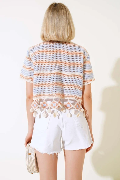 File Dantelli Bluz Oranj - Resim 3